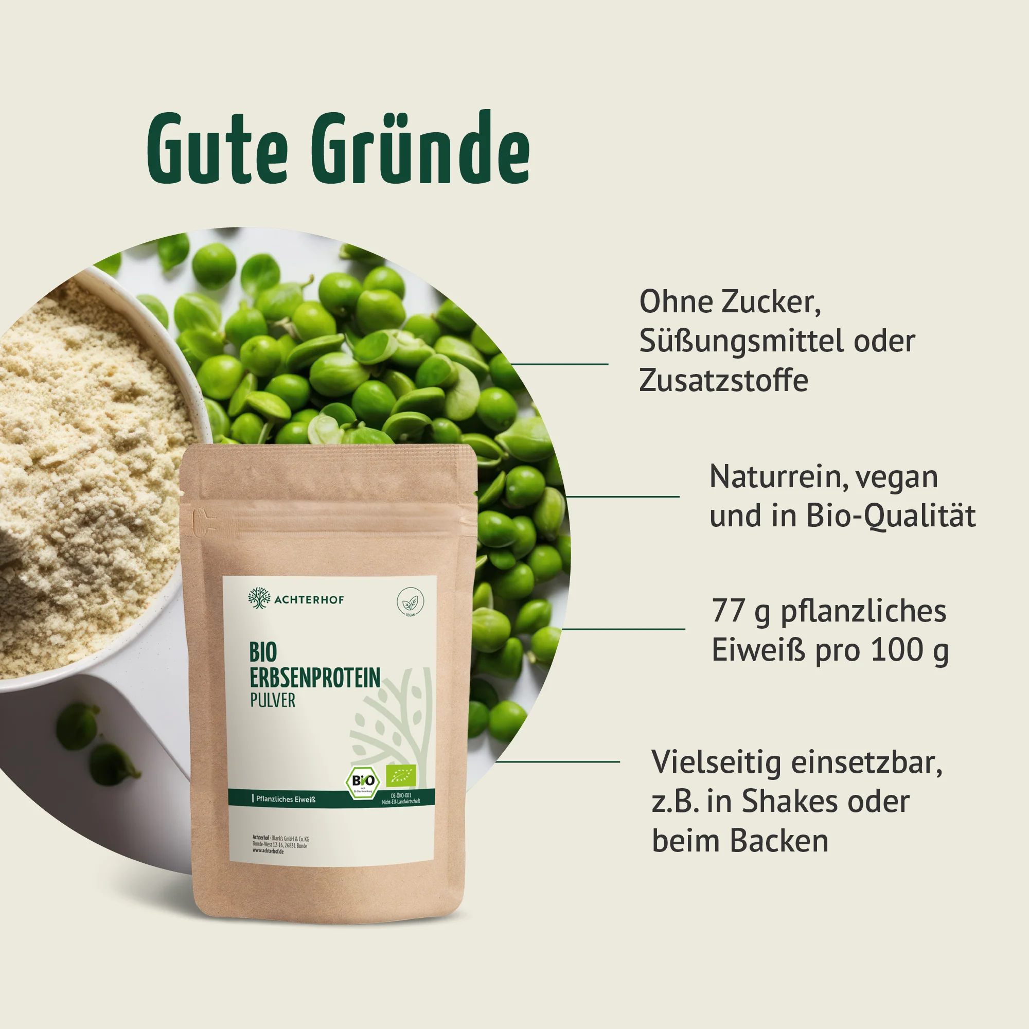 Bio Erbsenprotein Pulver (1000g) - Image 4