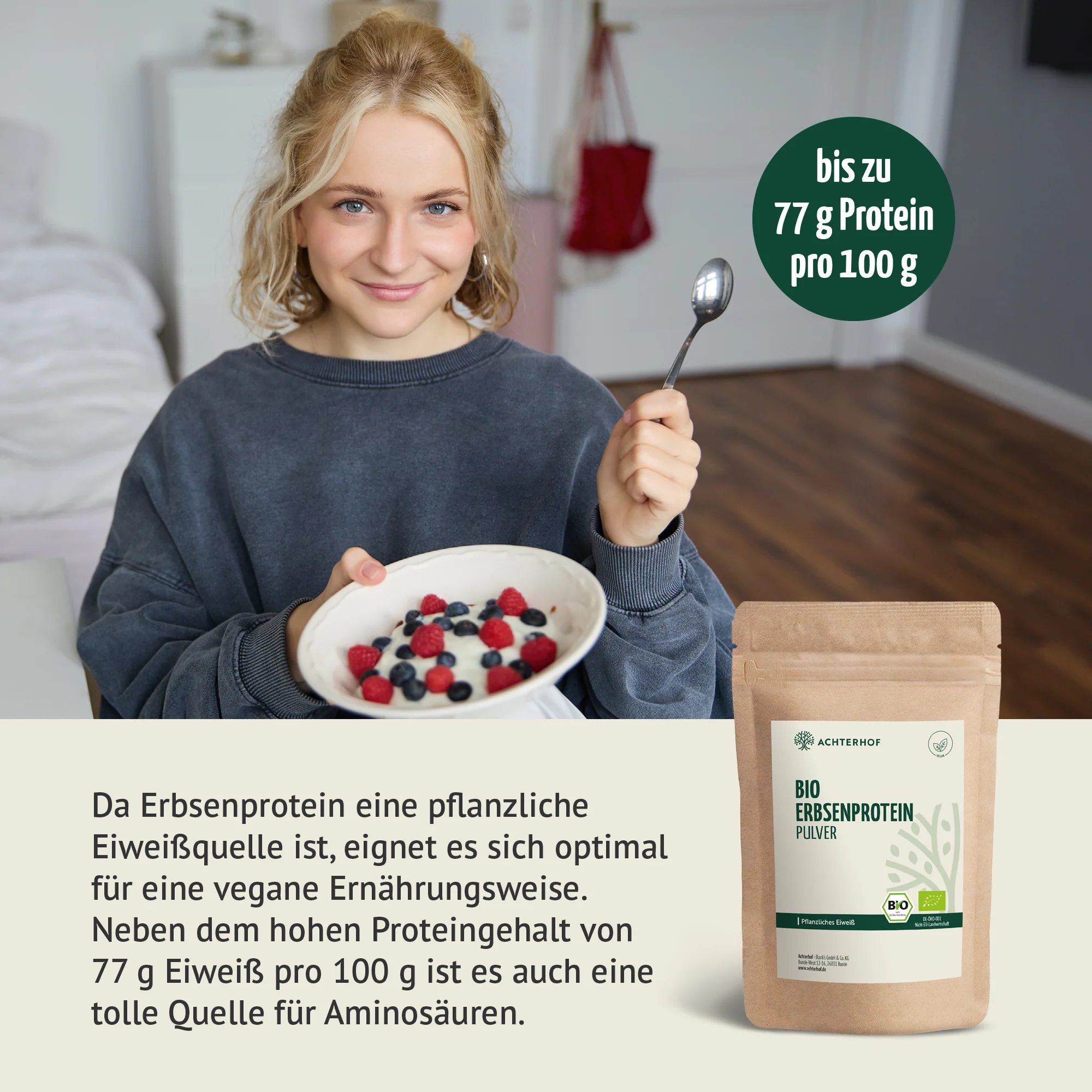 Bio Erbsenprotein Pulver (250g) - Image 5