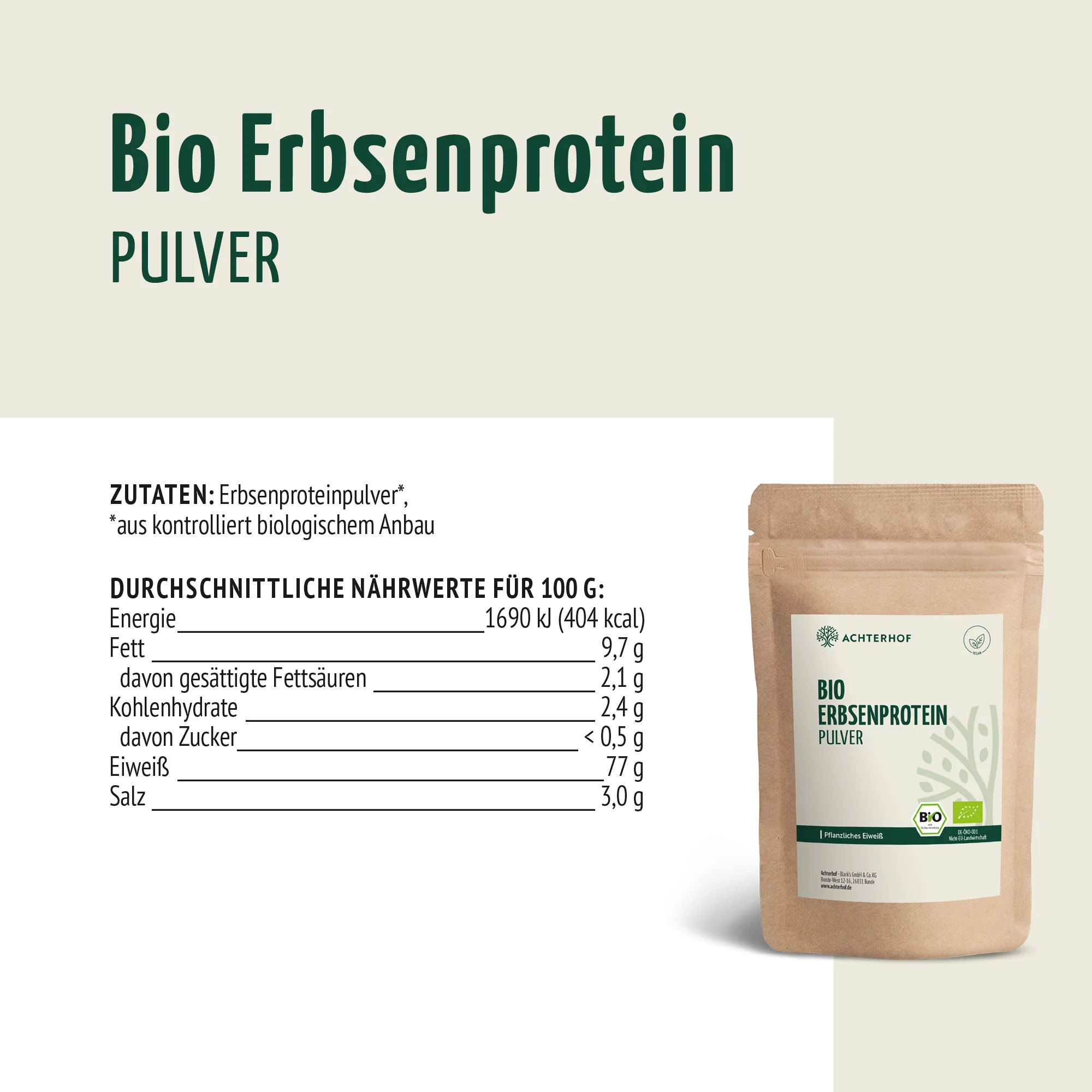 Bio Erbsenprotein Pulver (500g) - Image 6