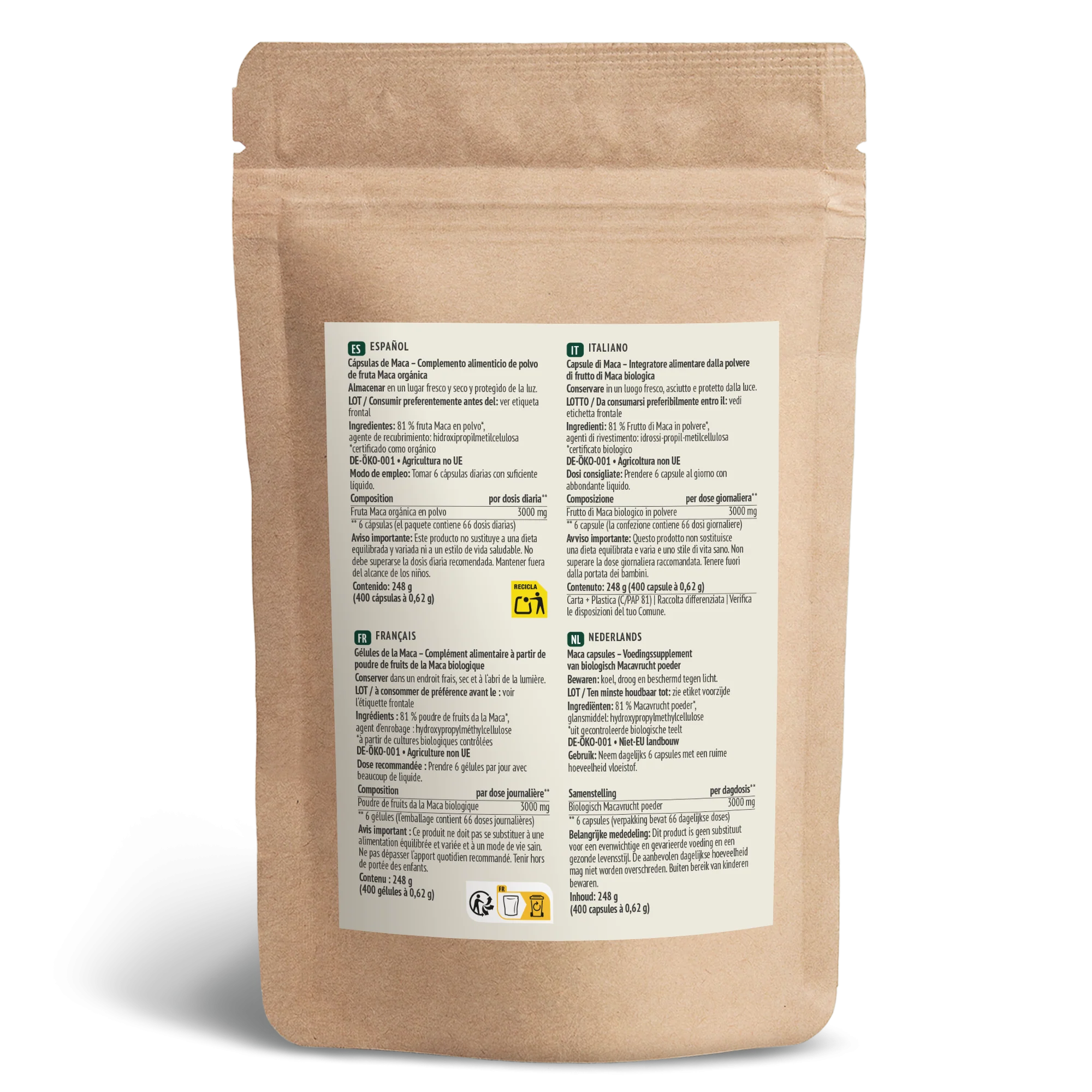 Bio Maca Kapseln Nachfüllpack (400 Kapseln) - Image 3