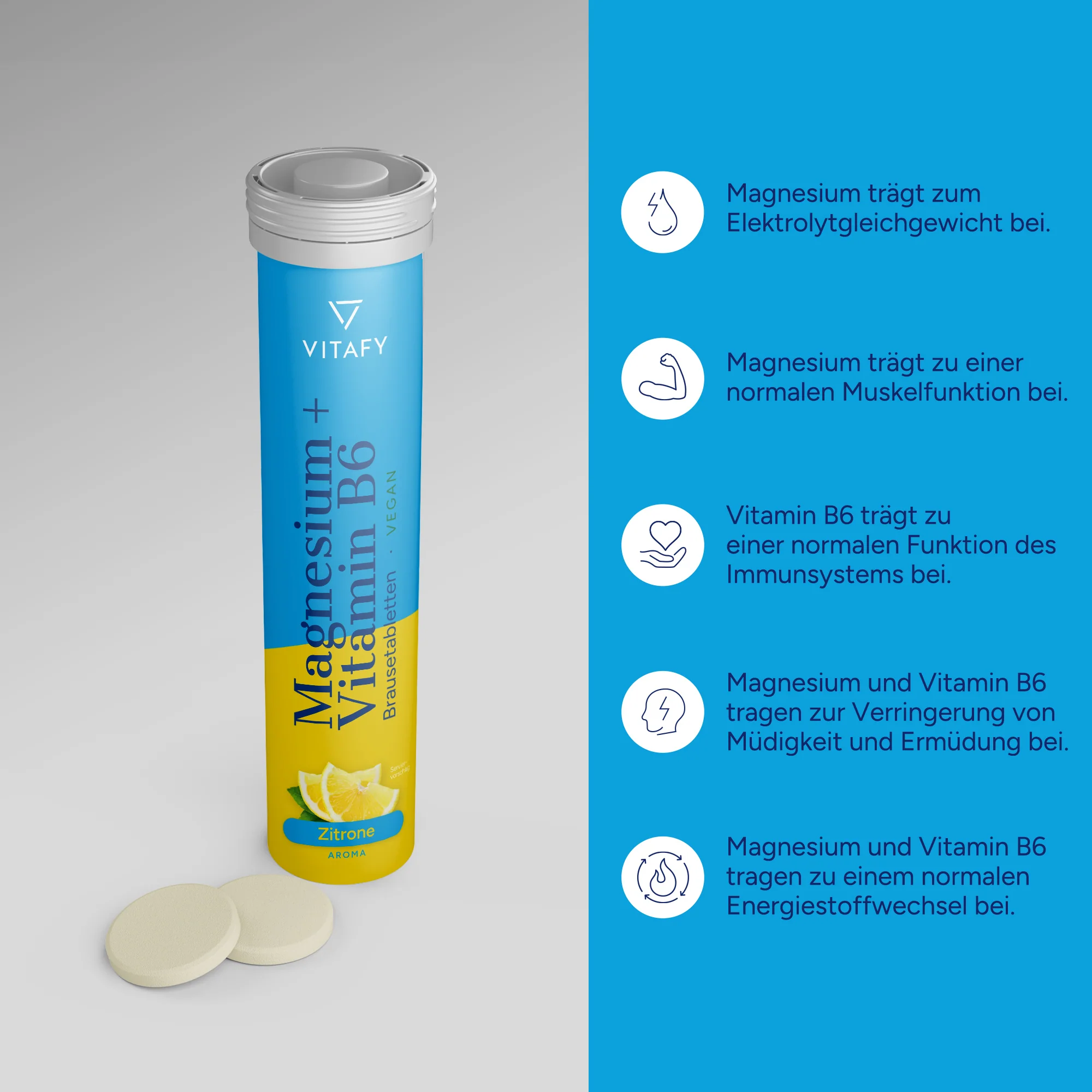 Magnesium + Vitamin B6 - Zitrone (20 Brausetabletten) - Image 3