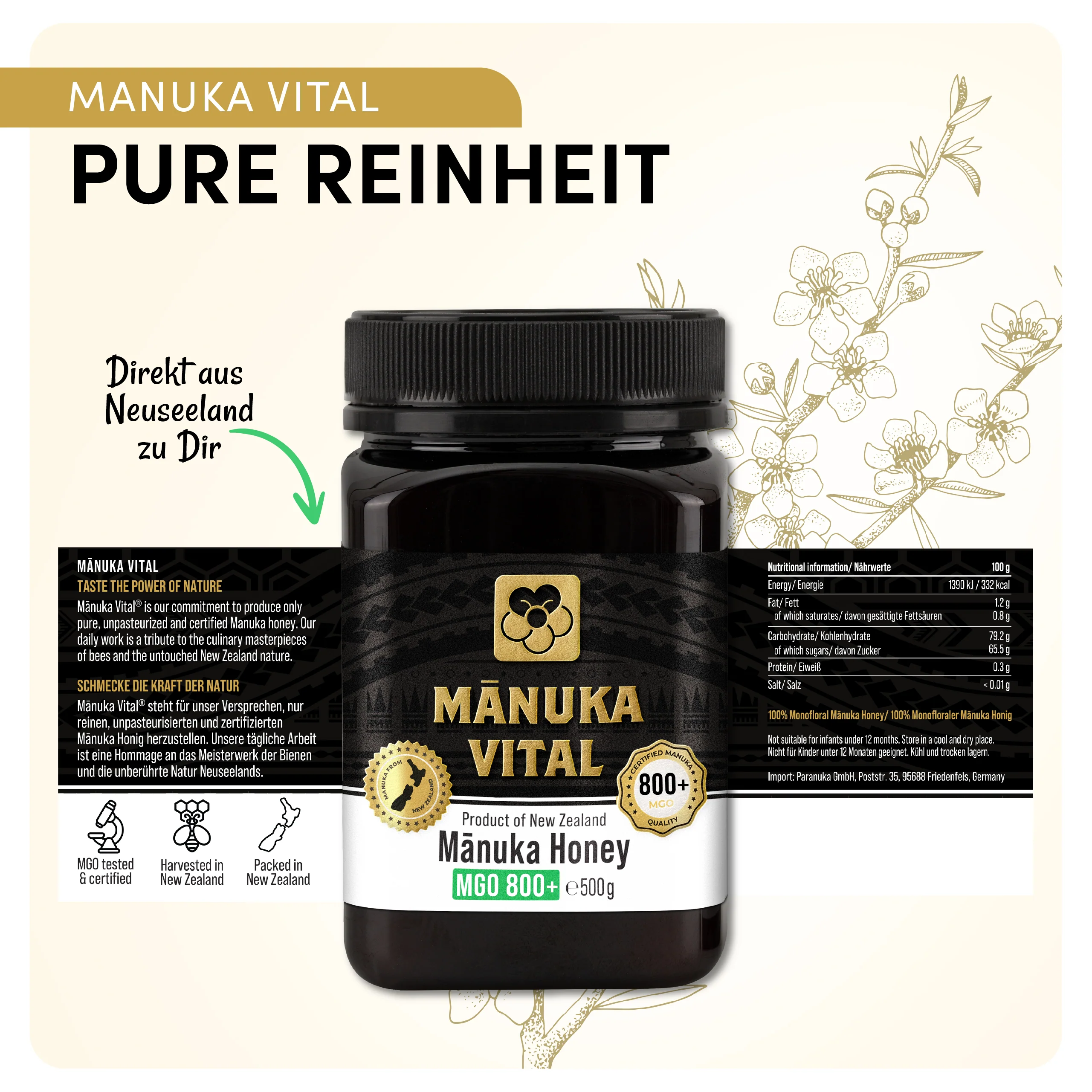 Manuka Vital Honig MGO 800+ (500g) - Image 4