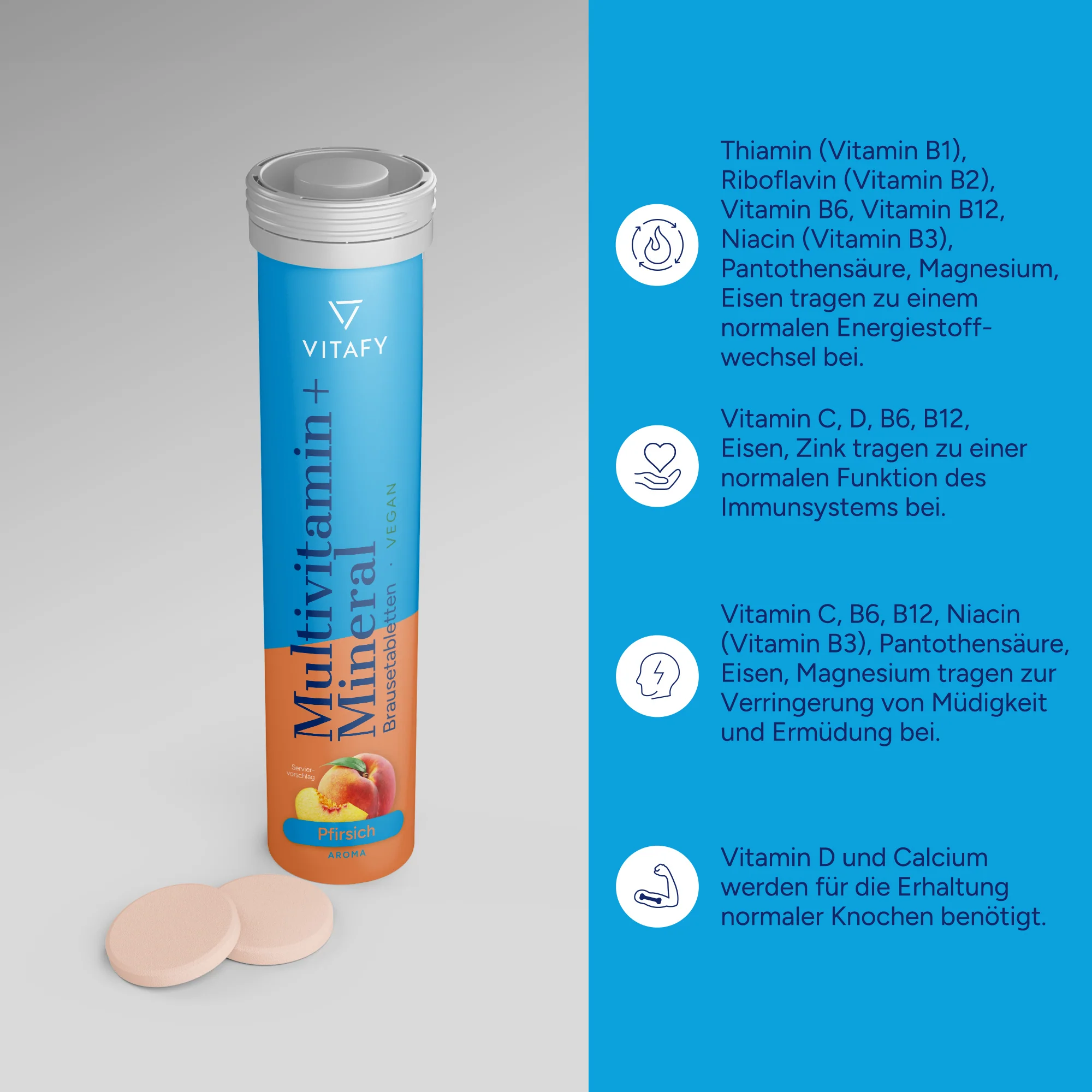 Multivitamin + Mineral - Pfirsich (20 Brausetabletten) - 6er Pack - Image 4