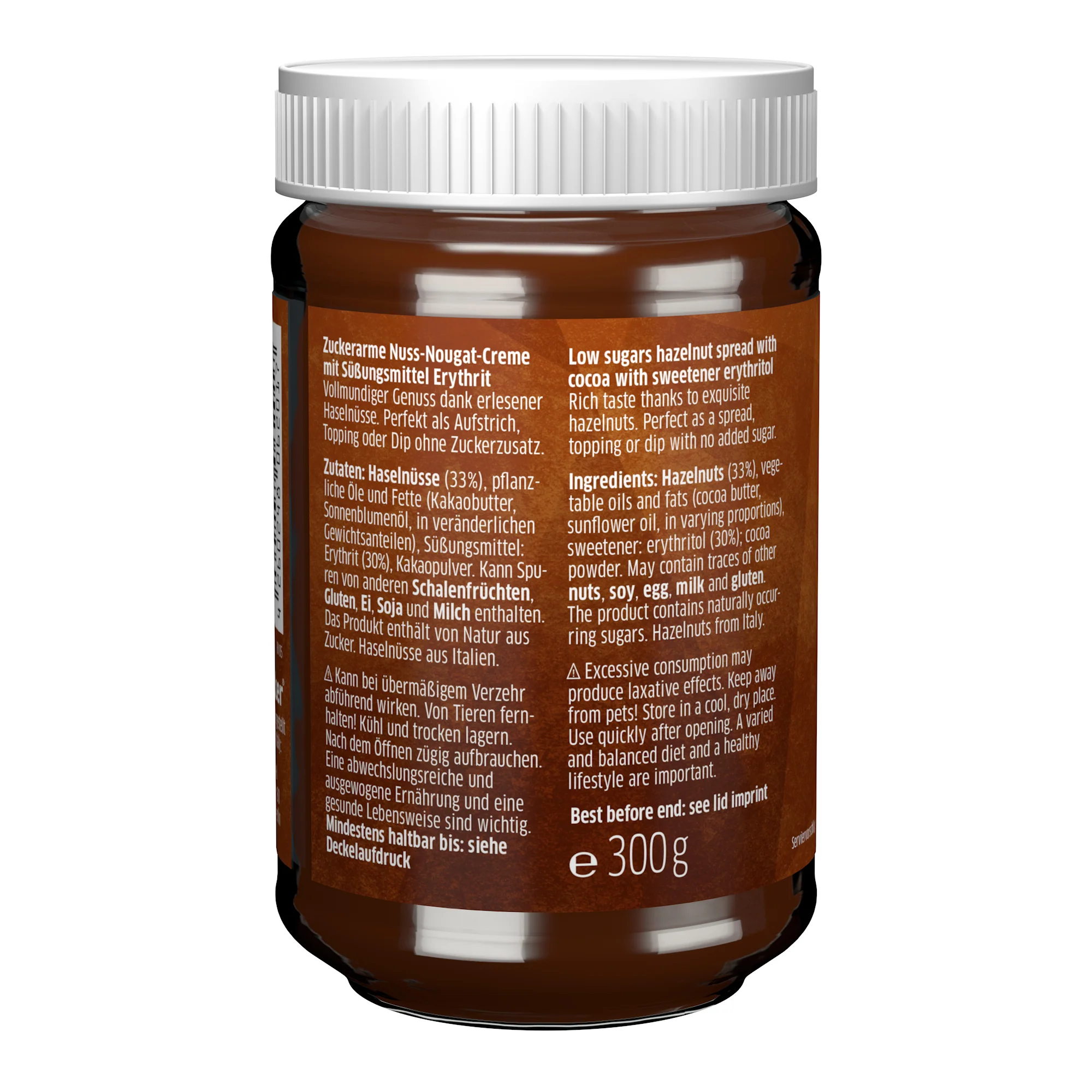 Nuss-Nougat Creme mit Erythrit (300g) - Image 2