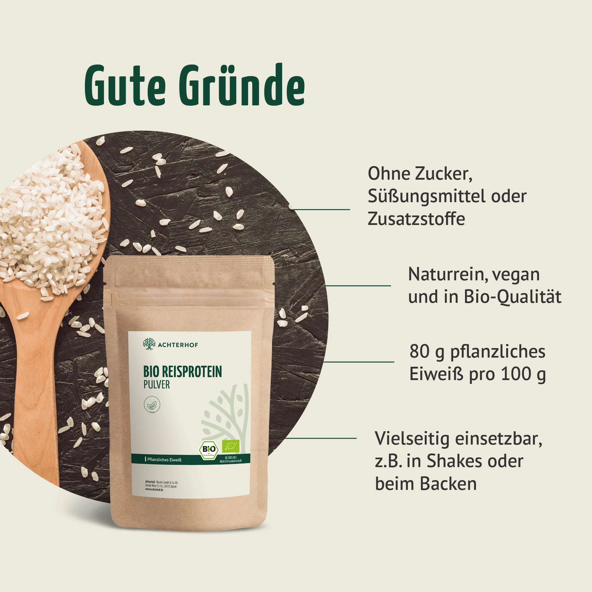 Bio Reisprotein Pulver (1000g) - Image 4