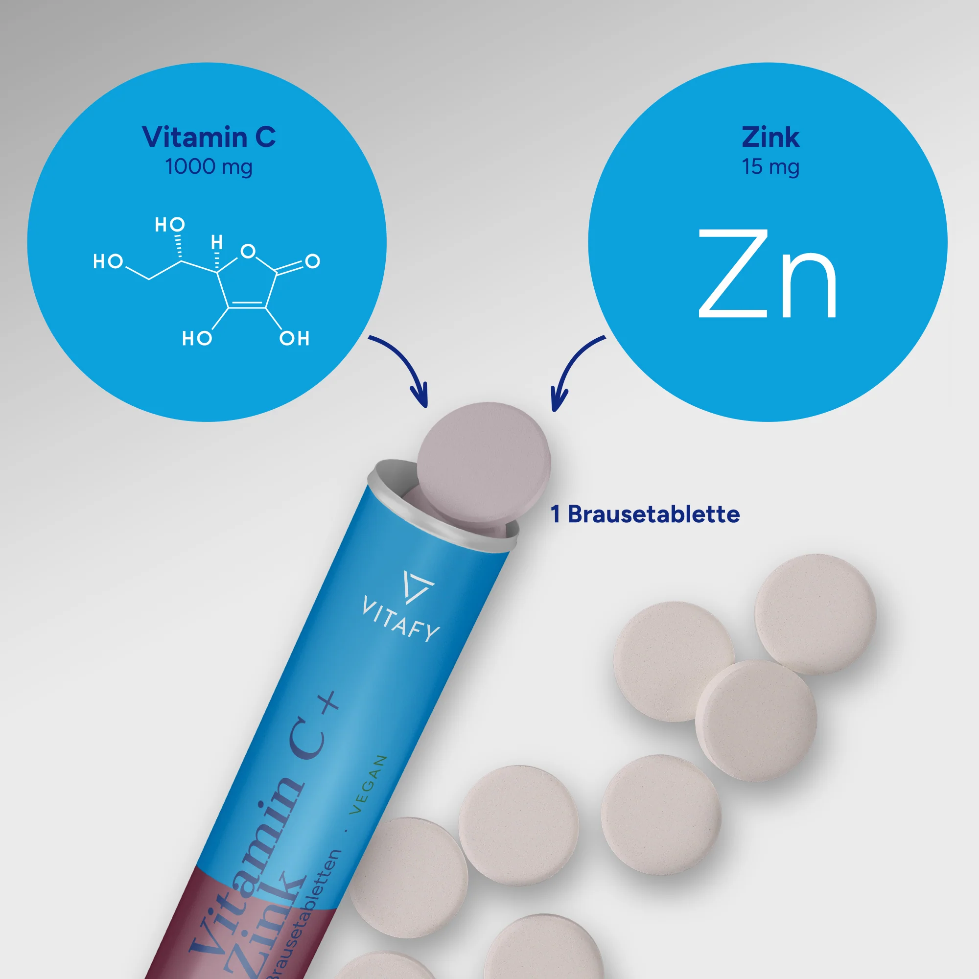 Vitamin C + Zink - Cassis (20 Brausetabletten) - 6er Pack - Image 3