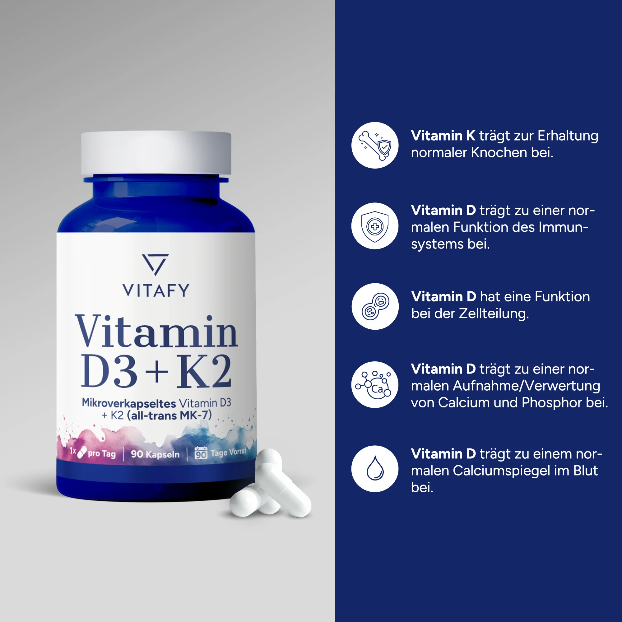 Vitamin D3+K2 (90 Kapseln) - Image 2